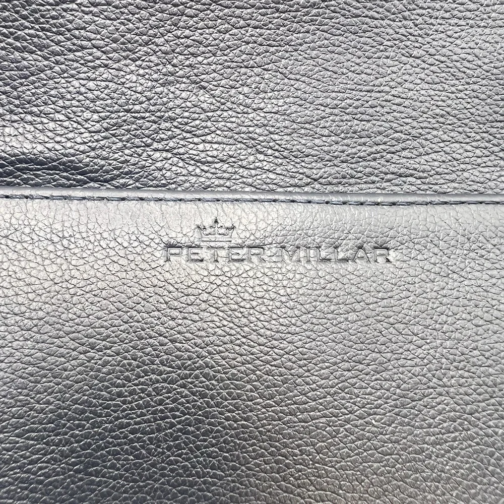 Peter Millar Pebbled Leather Zip Clutch Pouch Blue Day To Night Office Date